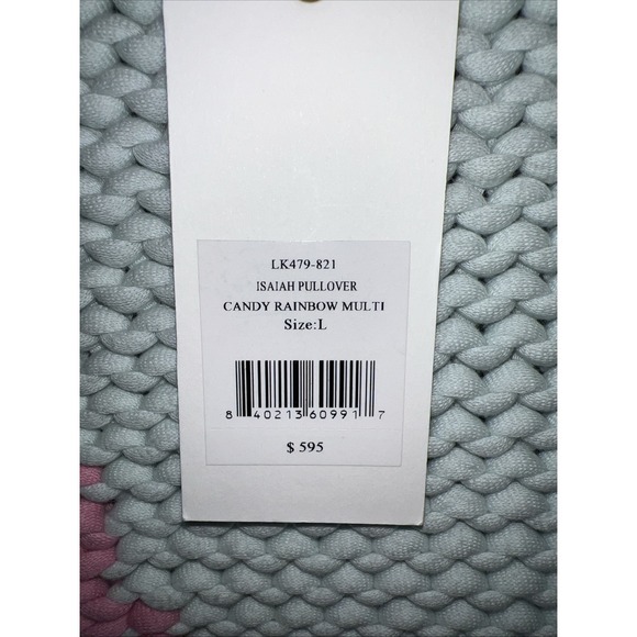 LoveShackFancy ISAIAH PULLOVER Candy Rainbow Pink Lilac Blue Sweater‎ Size L-NWT - Picture 3 of 8
